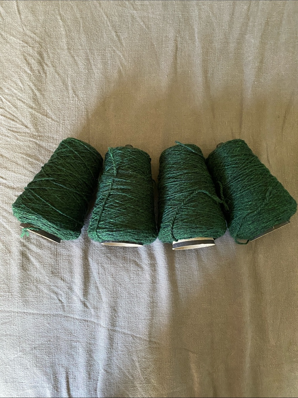 Deep Green Craft Yarn Cones - Set of 4